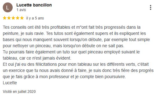 Avis cours peinture